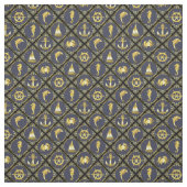 航海のいかり/帆船/車輪/灯台/イルカ ファブリック (見本)