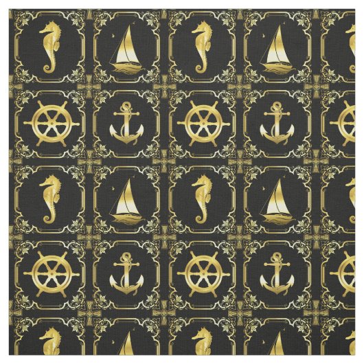 航海のいかり/帆船/車輪/灯台/イルカ ファブリック (見本)