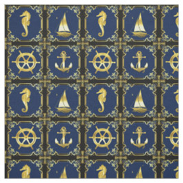 航海のいかり/帆船/車輪/灯台/イルカ ファブリック