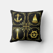 航海のいかり/帆船/車輪/灯台/ドルフィン+ クッション (裏面)