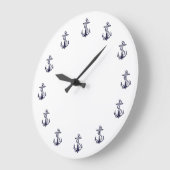 航海のいかり,白い背景クロック ラージ壁時計 (傾斜)