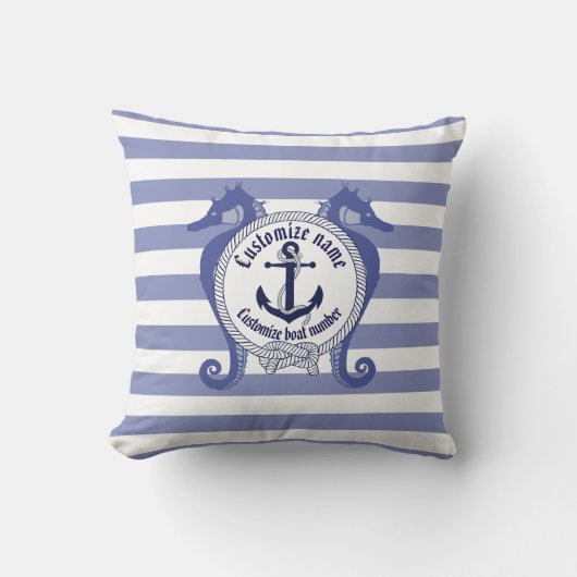 航海のいかり/結び目/シーホースカスタマイズ/名前&番号 クッション (正面)