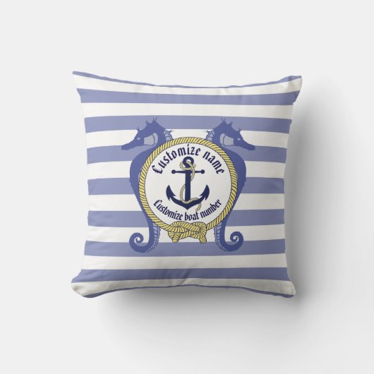 航海のいかり/結び目/シーホースカスタマイズ/名前&番号 クッション (正面)