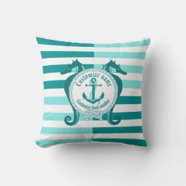 航海のいかり/結び目/シーホース/温かいアクアマリン クッション