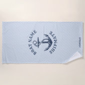 航海のいかり | 船パーソナライズされたの船友 ビーチタオル (正面)