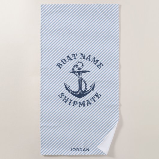 航海のいかり | 船パーソナライズされたの船友 ビーチタオル (正面)