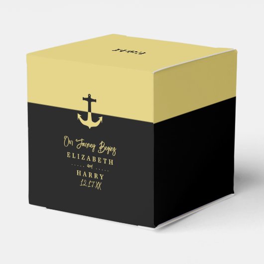 航海のいかり – 黒金ゴールド-ビーチ結婚式 フェイバーボックス (裏面サイド)