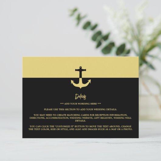 航海のいかり – 黒金ゴールド-結婚の詳細 エンクロージャーカード (スタンド正面)