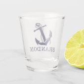 航海のいかりMotif名前を選択カスタムする ショットグラス (裏面)