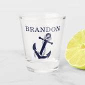 航海のいかりMotif名前を選択カスタムする ショットグラス (正面)