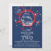 航海のお誕生日  セーラー ブルー 招待状 (正面)