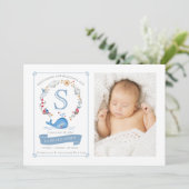 航海のかわいいクジラ | 誕生発表 案内状 (スタンド正面)