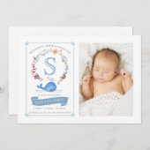 航海のかわいいクジラ | 誕生発表 案内状 (正面/裏面)