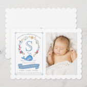 航海のかわいいクジラ | 誕生発表 案内状 (正面/裏面)