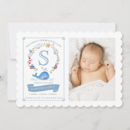 航海のかわいいクジラ | 誕生発表 案内状