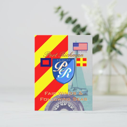 航海のことわざフェアの風と後を追海 ポストカード (スタンド正面)