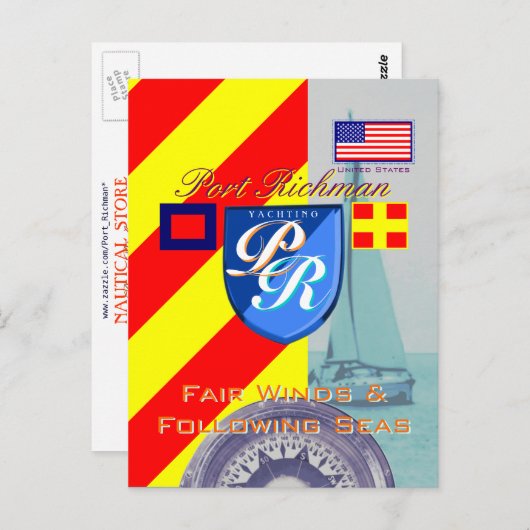 航海のことわざフェアの風と後を追海 ポストカード (正面/裏面)