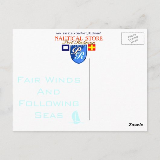 航海のことわざフェアの風と後を追海 ポストカード (裏面)