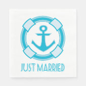 航海のたった今結婚しましたブルートゥルコワーズいかり結婚ズ スタンダードランチョンナプキン (正面)