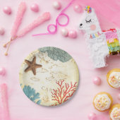 航海のでカリブのなヒトデの素朴な地図および珊瑚 ペーパープレート (パーティー)