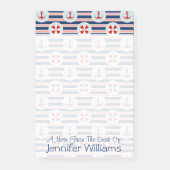 航海のでストライプなおよびドット・パターン|はあなたの名前を加えます ポストイット (正面)