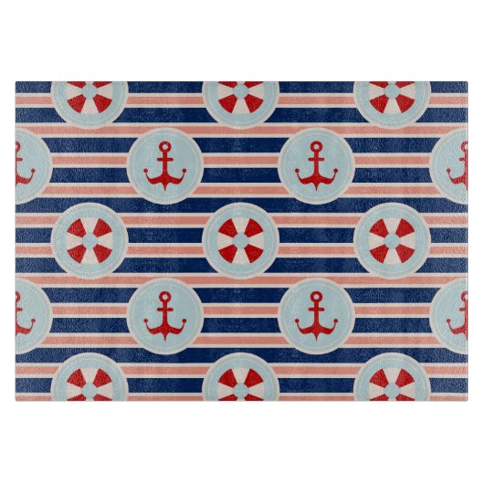 航海のでストライプなおよびドット・パターン カッティングボード (正面)