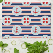 航海のでストライプなおよびドット・パターン キッチンタオル (折り畳み)