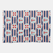 航海のでストライプなおよびドット・パターン キッチンタオル (横)