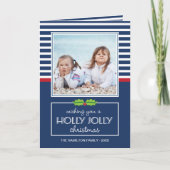 航海のでストライプなヒイラギのすてきなクリスマスによって折られるカード シーズンカード (正面)