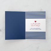 航海のでストライプなヒイラギのすてきなクリスマスによって折られるカード シーズンカード (内部)