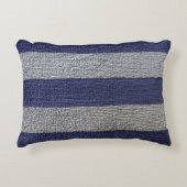 航海のでストライプな濃紺および灰色のアクセントの枕 アクセントクッション (正面)