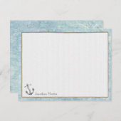 航海のでパーソナライズで平らなメッセージカード-いかり ノートカード (正面/裏面)