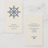 航海のでミニマルな名刺のアイボリーの青 名刺 (正面/裏面)