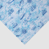 航海ので旧式な地図の海モンスターの船のいかりの青 薄葉紙 (詳細)