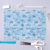 航海ので旧式な地図の海モンスターの船のいかりの青 薄葉紙 (クラフト)