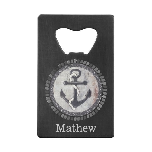 航海ので汚いいかりの黒板の栓抜き クレジットカード栓抜き (正面)