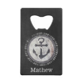 航海ので汚いいかりの黒板の栓抜き クレジットカード栓抜き (裏面)