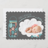 航海ので生まれたばかりのなベビーの写真の誕生の発表 案内状 (正面)
