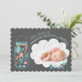 航海ので生まれたばかりのなベビーの写真の誕生の発表 案内状 (スタンド正面)