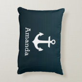 航海ので白いいかりの青くグラデーションでパーソナライズな名前 アクセントクッション (裏面(縦))