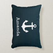 航海ので白いいかりの青くグラデーションでパーソナライズな名前 アクセントクッション (正面(垂直))