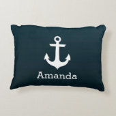 航海ので白いいかりの青くグラデーションでパーソナライズな名前 アクセントクッション (裏面)