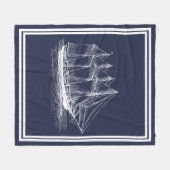 航海ので白いヴィンテージのスクーナー船の船 フリースブランケット (正面(横))