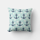 航海ので真新しい水玉模様および濃紺のいかり クッション (正面)