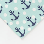 航海ので真新しい水玉模様および濃紺のいかり フリースブランケット (角)