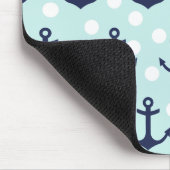 航海ので真新しい水玉模様および濃紺のいかり マウスパッド (コーナー)