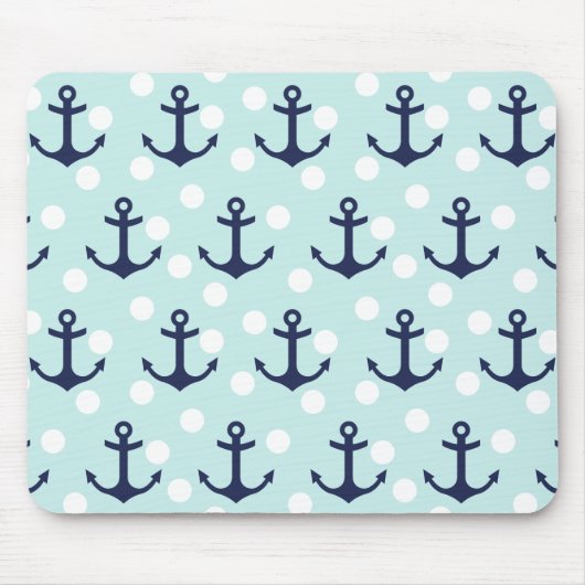 航海ので真新しい水玉模様および濃紺のいかり マウスパッド (正面)