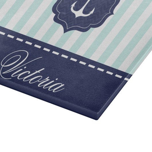 航海ので真新しい濃紺のいかりの名前をカスタムする カッティングボード (角)