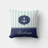 航海ので真新しい濃紺のいかりの名前をカスタムする クッション (正面)
