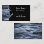 航海ので薄青い灰色の水彩画のグリッターのいかり 名刺 (正面/裏面)